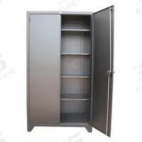 GREENE MANUFACTURING, INC. Storage Cabinet: 36 in x 24 in x 82 in, Swing Handle & Padlock Hasp (MPN MDC-3624-82). Key specifications — attr62698: Dark Gray; attr62736: Welded; attr87895: Legs; attr62693: Assembled; attr62737: Stationary; attr62694: Adjustable; attr62695: Baked Enamel; attr62696: Steel.