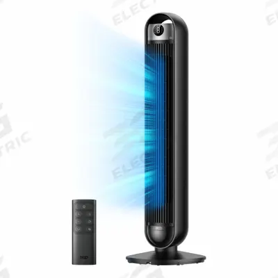 DREO Circulating Fan: 36 1/8 in Ht, 8 Speeds, Oscillating, Black, Bedroom/Living Room/Office - Oscillating Tower Fans