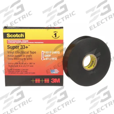 3M Electrical Tape: 3/4 in Wd, 36 yd Lg, 7 mil Thick, Polyvinyl Chloride Film - General Purpose Electrical Tape