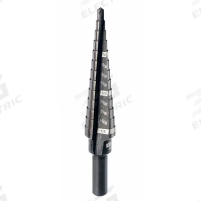 MILWAUKEE Step Drill Bit: 1/8" to 1/2", Black Oxide HSS - High-Speed Steel Step Drill Bits