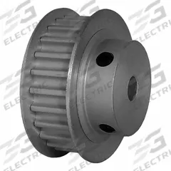 DAYTON Timing Pulley: Modified Curvilinear, Fixed, For GT Timing Belt Section, For 9 mm Belt Wd (MPN 24-5P09M6FA10). Key specifications — Brand: DAYTON; Finish: Clear Anodized; For Belt Series: Powerhouse®.