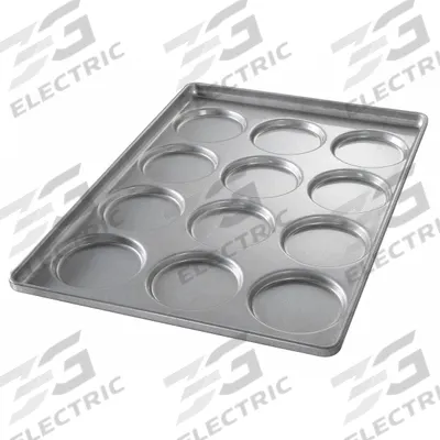 CHICAGO METALLIC Hamburger Bun/MuffinTop/Cookie Pan: Aluminized Steel, 12 Slots - Bun & Roll Pans