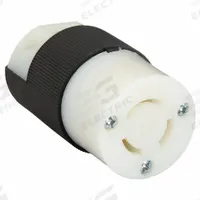 HUBBELL Locking Connector: Non-NEMA, Black/White, 125/250V AC, 10 A_15 A Current Rating, 3 Poles (MPN HBL7565C). Key specifications — Brand: HUBBELL.