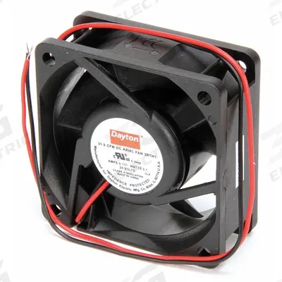 Dayton Axial Fan: 31.5 cfm Airflow @ 0.000 in SP, 2 3/8 in Ht, 1 in Dp, Lead Wires - Standard Square Axial Fans