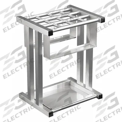 GLARO Umbrella Stand: 12 in Overall Wd, 18 in Overall Ht, 10 in Overall Dp, Satin Aluminum - Umbrella Stands