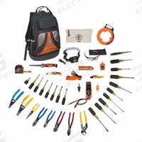 KLEIN TOOLS Electricians Tool Kit: 39 Total Pcs, Tool Backpack, 20 or more Pieces Range (MPN 80141). Key specifications — attr646319: Sockets Not Included; attr548984: (1) Fish Tape; attr548989: (1) Tongue and Groove Pliers; attr646318: SAE; attr548987: None; attr548988: None; attr548990: Folding Jab Saw; attr552361: (1) Headlamp.