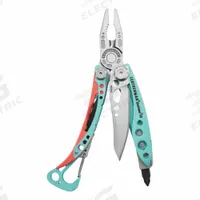 LEATHERMAN Pliers: Multi-Tool Plier, 7 Tools, 7 Functions, 4 in Closed Lg, 6 in Open Lg, TEAL (MPN 833134). Key specifications — attr15951: LEATHERMAN; attr15966: 25-year warranty; attr10312: TEAL; attr15960: One-hand Operable Features; attr15963: Stainless Steel; attr15971: Multi-Tool Plier; attr15972: Included bits Phillips #1 & #2, Screwdriver 1/4" & 3/16"; attr15977: Fold Open.