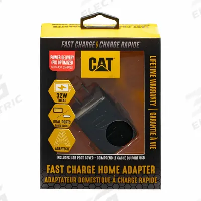 CAT Charger: 5V, 2 Output Connectors, Black/Gray - Wall Chargers