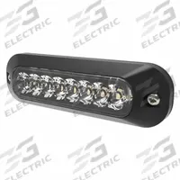 ECCO Warning Light: Perimeter Flashing Warning Light, Amber/White, 5/8 in Overall Wd, LED, 12V DC (MPN ED3744AC). Key specifications — Operating Voltage: 12V DC; Number of Flash Patterns: 70; Includes: Black Bezel; Electrical Connection: Blunt Cut Wires; Mount Type: Bolt; Brand: ECCO; Shape: Rectangular.