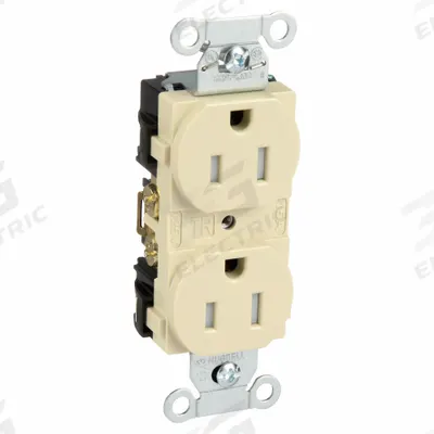 HUBBELL Receptacle: Duplex, 5-15, Ivory, 125V AC, 15 A, 2 Pole / 3 Wire (MPN BR15ITR) - General Purpose Receptacles