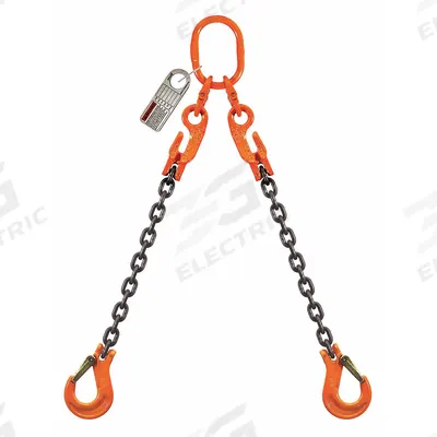 PEWAG Chain Sling: 9/32 in Chain Trade Size, 100 Chain Grade, Sling Hook, Steel - Adjustable-Length Grade-100 Double-Leg Chain Slings