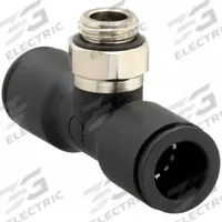 LEGRIS Push-Fit Tee Fitting: 10 mm Pipe x 10 mm OD x 3/8 in Pipe Size, Polymer, 2 1/16 in Overall Lg (MPN 3198 10 17). Key specifications — Brand: LEGRIS; Thread Size A: 3/8".
