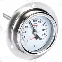 DWYER Clip On Thermometer: 0°F to 200°F, ±2% Accuracy, 2 1/2 in Dial Dia, 6 in Probe Lg (MPN BTPM260101). Key specifications — Brand: DWYER; Accuracy: ±2 %.