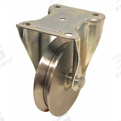 APPROVED VENDOR Plate Caster: Rigid, 8 in Wheel Dia, 1 5/16 in Wheel Wd, 9 5/8 in Mounting Ht - V-Groove Track-Wheel Plate Casters