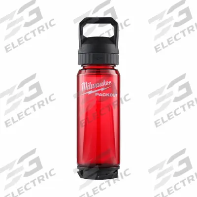 MILWAUKEE Bottle: 25 oz Capacity, Red, Plastic, BPA-Free, 11 1/4 in Overall Ht - Plastic Water Bottles