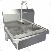 SANI-LAV Hands-Free Sink: 1 Stations, 6 in Bowl Dp, 16 in Bowl Lg, 12 1/2 in Bowl Wd, 1 Faucet Holes (MPN 608A). Key specifications — Includes Side Splash: Side Splash Not Included; Series: Stainless Steel Hand Wash Sink; Brand: SANI-LAV; Power Source: AC Powered.