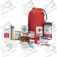 AMERICAN RED CROSS Survival Kit: 32 Components, Backpack, 1 People Served (MPN RC-622). Key specifications — Rations Included: Emergency Drinking Water; First Aid Supplies Included: Fingertip Fabric Bandage; Housing Material: Nylon; Container Type: Backpack; Hygiene Supplies Included: 0.9 g Handsanitizer Pack; PPE and Shelter Supplies Included: (2) Hand Warmers; Power and Lighting Supplies Included: Light Stick; Tools Included: Light Stick.