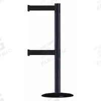 TENSABARRIER Barrier Post with Belt: Black, No Pattern, No Legend, 7 1/2 ft Belt Lg, Black (MPN 889T2B-33-89-STD-NO-B9X-C). Key specifications — Base Material: Cast Iron; Belt Color: Black; Brand: TENSABARRIER; Post Material: Metal Alloy; Post Color: Black; Message: No Legend.