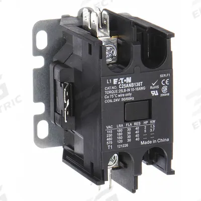 EATON Definite Purpose Magnetic Contactor: 1 Poles, 24V AC, 25 A - Non-Reversing Definite Purpose Contactors