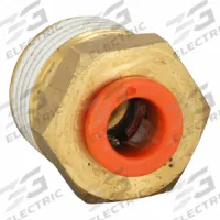 SMC Push-Fit Adapter Fitting: 1/4 in OD x 3/8 in Pipe Size, Push-to-Connect x BSPT, Brass, Brass (MPN KQ2H07-03AS). Key specifications — Brand: SMC; Thread Size A: 3/8".