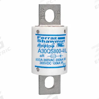 MERSEN Fuses: A30QS Series, 600 A, 300 V AC, 300 V DC DC Volt Rating - Very-Fast-Acting Bolt-On Square Fuses