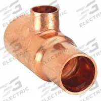 STREAMLINE Sweat Fitting Tee: 1/2 in CTS x 1/2 in CTS x 3/8 in CTS, Cup x Cup x Cup, Wrot Copper (MPN W 04007)