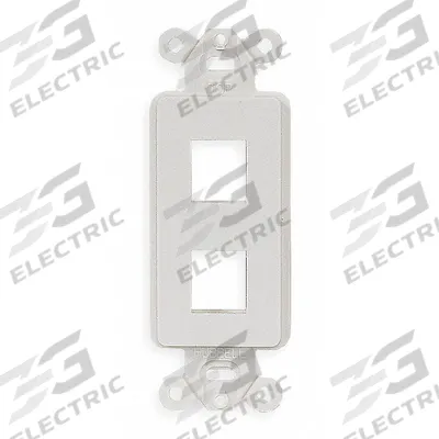HUBBELL PREMISE WIRING Outlet Frame: Keystone, Light Almond, 2 Ports - Voice & Data Housings
