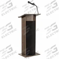 OKLAHOMA SOUND Sound Lectern: Ribbonwood, Includes Battery, Laminate, 46 in Overall Ht, Stationary (MPN 111PLS-RW). Key specifications — Color: Ribbonwood; Brand: OKLAHOMA SOUND; Includes Battery: Yes; Material: Laminate; Sound System Included: Handheld Microphone; Includes Document Rail: Yes.