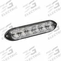 GROTE Warning/Directional Light: Combo Warning and Directional Light, Green, 1 in Overall Wd, LED (MPN 78144). Key specifications — Operating Voltage: 12 to 24V DC; Number of Flash Patterns: 25; Electrical Connection: Blunt Cut Wires; Mount Type: Screw; Brand: GROTE; Shape: Rectangular.