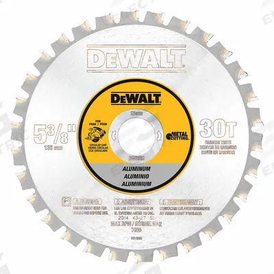DEWALT Circular Saw Blade: 5 3/8 in Blade Dia., 30 Teeth, 0.06 in Cut Wd - Aluminum & Soft Metal-Cutting Blades