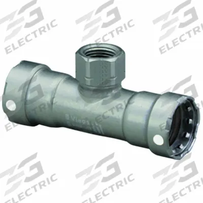 VIEGA MEGAPRESS Crimp Tee Fitting: 2 in Pipe x 2 in Pipe x 3/4 in Pipe Size, Carbon Steel - Steel Press Pipe Fittings