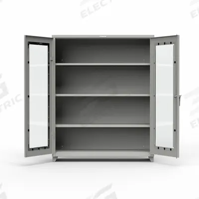 STRONG HOLD Storage Cabinet: 60 in x 24 in x 75 in, Legs, 3 Adj Shelves, Medium Gray - Industrial Clearview Shelf Cabinets