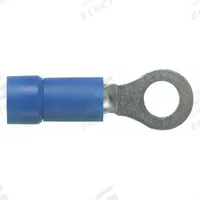 PANDUIT Ring Terminal: Blue, Vinyl Insulation, #6 Stud Size, 16 AWG to 14 AWG Wire Sizes, 600 V (MPN PV14-6R-C). Key specifications — attr1308027: PANDUIT.