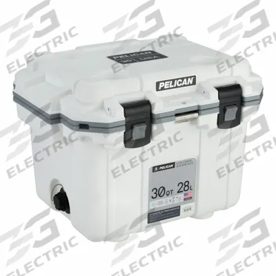 PELICAN Marine Chest Cooler: Gray/White, 23 Cans, 30 qt Cooler Capacity - Heavy-Duty Chest Coolers