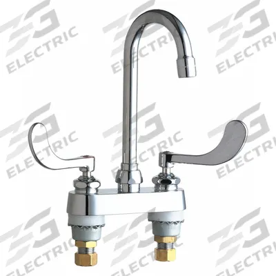 CHICAGO FAUCETS Gooseneck Bar Faucet: 895, Centerset, Deck, Cast Brass, 1.5 gpm Flow Rate - Centerset Bar Sink Faucets