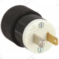 BRYANT Straight Blade Plug: 1-15P, 125V AC, 15 A, 2 Pole, 2 Blade, Black/White (MPN 9754NS)