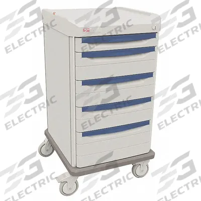 METRO Medical Procedure Cart: Polymer, (4) Swivel, Taupe, White, 5 Drawers - Medical Procedure Carts