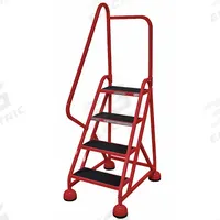 COTTERMAN Rolling Ladder: 3 ft Platform Ht, Partially Assembled, Steel, Wt-Actuated Auto-Lock (MPN ST-402 A2 C6 P5). Key specifications — Includes Handrails: Handrails Included; Material: Steel; Brand: COTTERMAN; Color: Red.