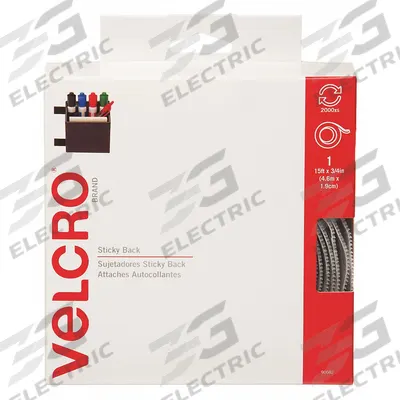 VELCRO BRAND Hook-and-Loop Fastener: Roll, White, Hook-and-Loop, 3/4 in Overall Wd - Hook & Loop Rolls