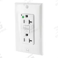 LEVITON GFI Receptacle: Hospital Grade Fed. Spec., Decorator Duplex, 5-20R, White, GFCI, 125V AC (MPN GFTR2-HGW)