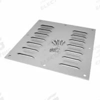 HAMMOND Louvered Vent Plate: 14 ga. Steel, 5.62 in Overall Ht, 5.5 in Overall Wd, Powder Coated (MPN 1481L44). Key specifications — Brand: HAMMOND; Manufacturer Part Number: 1481L44.