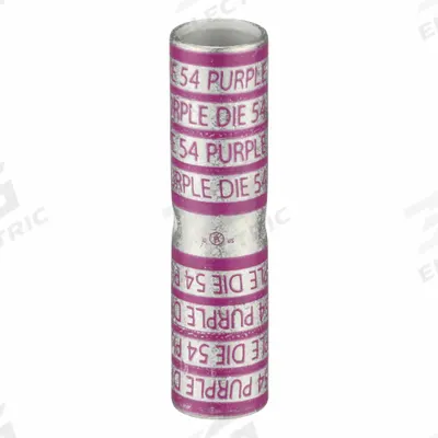 APPROVED VENDOR Open Barrel Splice: 4/0 AWG Wire Size, Purple Code, 2.78 in, Copper Barrel - Crimped Butt Splice Compression Connectors