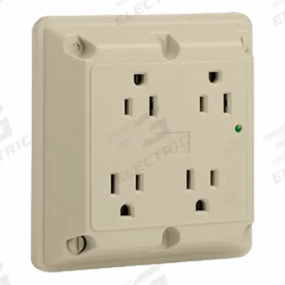 LEVITON Plugs and Receptacles: Quad, 5-15, Ivory, 125V AC, 15 A, 2 Pole / 3 Wire (MPN 5480-I) - General Purpose Receptacles