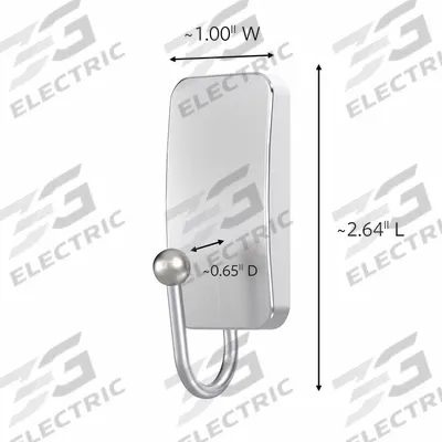 COMMAND Bath Hook: 7/8 lb Wt Capacity, 1 Points per Hook, Nickel, 2 19/32 in Overall Ht - Bath & Wet Location Adhesive-Backed Hooks