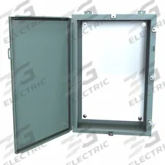 HAMMOND Electrical Enclosure: Steel, 30 in x 20 in x 8 in, NEMA 12/13/3R/4, w/Panel, Solid Cover (MPN 1418N4F8). Key specifications — Closure Method: Clamps; Brand: HAMMOND; Knockouts: Not Included.