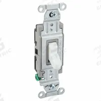 BRYANT Wall Switch: Toggle Switch, Single Pole, Maintained, White, 120/277V AC, 15 A (MPN CSB115BW). Key specifications — Illuminated: No; Voltage Rating: 120/277V AC.