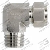 BRENNAN INDUSTRIES Compression Fitting Elbow: 1/2 in OD x 3/4 in Pipe Fitting Size, Stainless Steel (MPN NS2501-08-12-SS). Key specifications — Series: NS2501; Compatible Fitting Brands: Parker CPI; Brand: BRENNAN INDUSTRIES; Fitting Size: 1/2 in OD x 3/4 in Pipe.