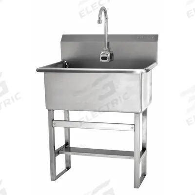 SANI-LAV Scrub Sink: 45 1/2 in Overall Ht, 22 in Bowl Lg, 10 1/2 in Bowl Dp - One-Station Freestanding Hand Sinks with Faucets