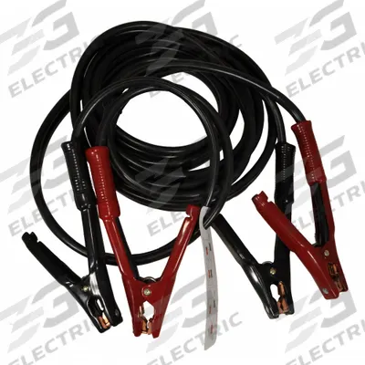 ASSOCIATED EQUIP Booster Cable: Crimped, 1 AWG, Std Jaw, 20 ft Cable Lg, Black - Clamp Jumper Cables