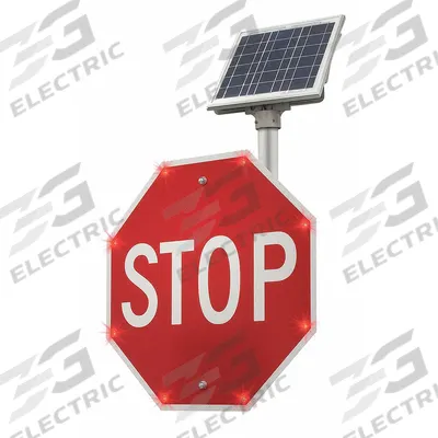 LED Stop Sign: 48 in x 41 in Nominal Sign Size (W x H), Aluminum, 0.08 in Thick - Flashing LED Stop Signs